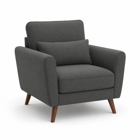 Polstersessel aus Polyester mit Holzbeinen in Anthrazit