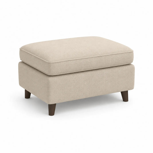 Beige Stoff Hocker mit Holzbeinen 90cm x 55cm x 45cm