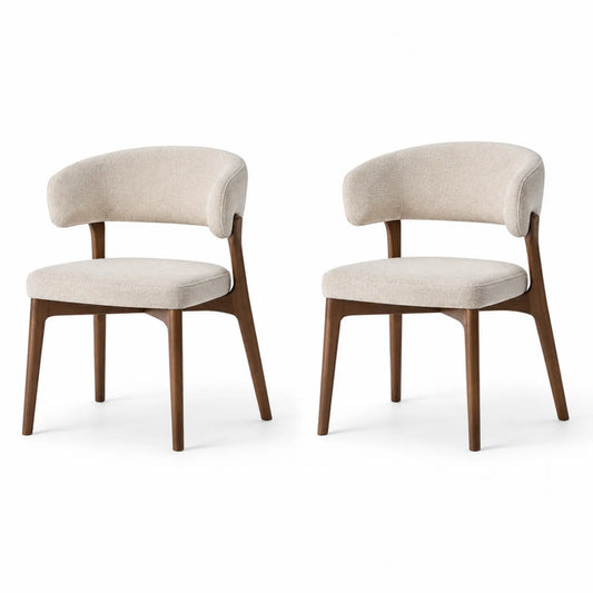 Esszimmerstühle Set Holz Polyester Beige 2er-Set