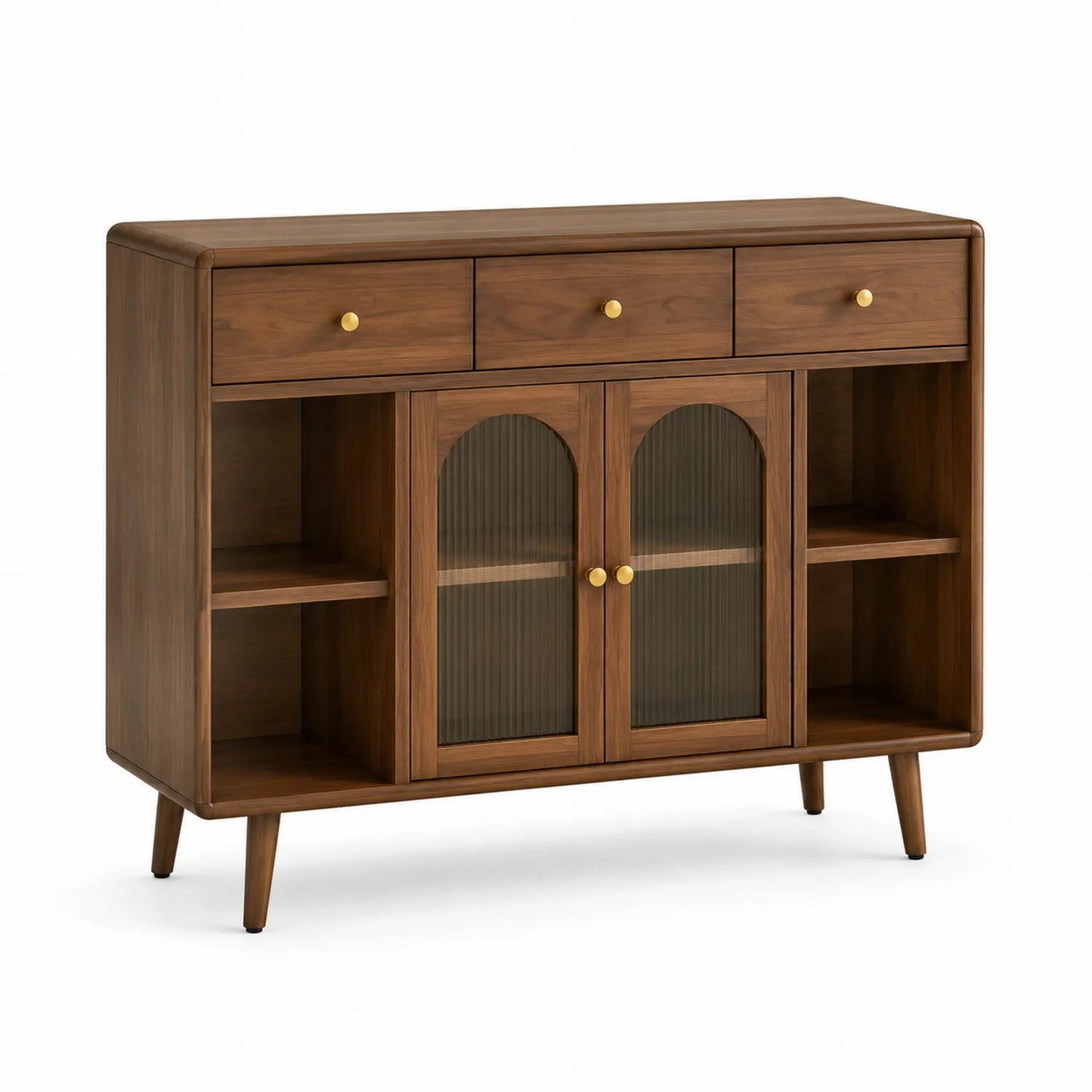 Nussbaum Sideboard mit geriffeltem Glas 120x40x80cm