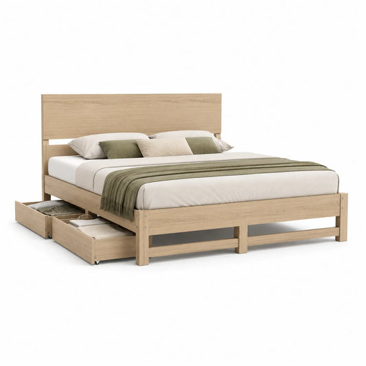 Eiche Doppelbett mit Bettkasten und Matratze 200x160cm