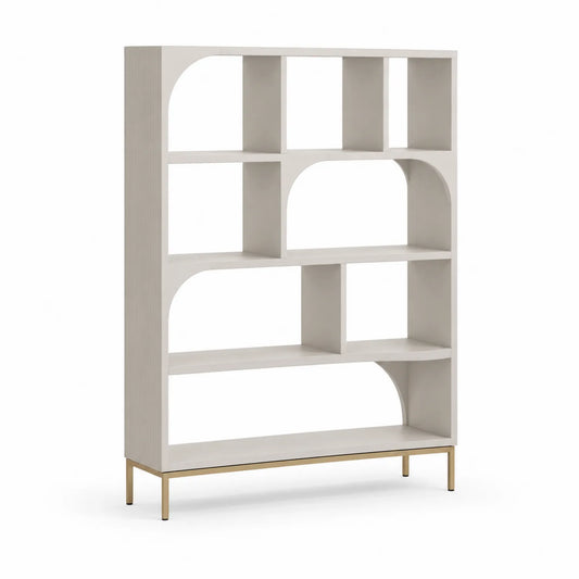 Bücherregal aus MDF und Stahlbeinen Weiß
