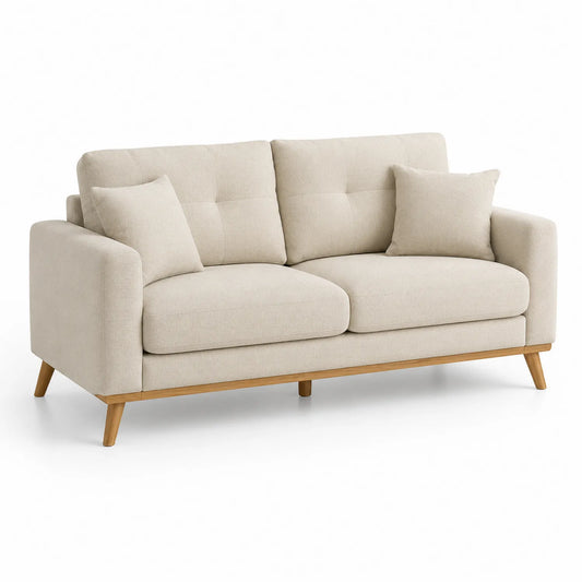 3-Sitzer Sofa Polyester Massivholz Beige 185cm