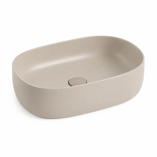Ovales Waschbecken Keramik Beige 59x39x14 cm