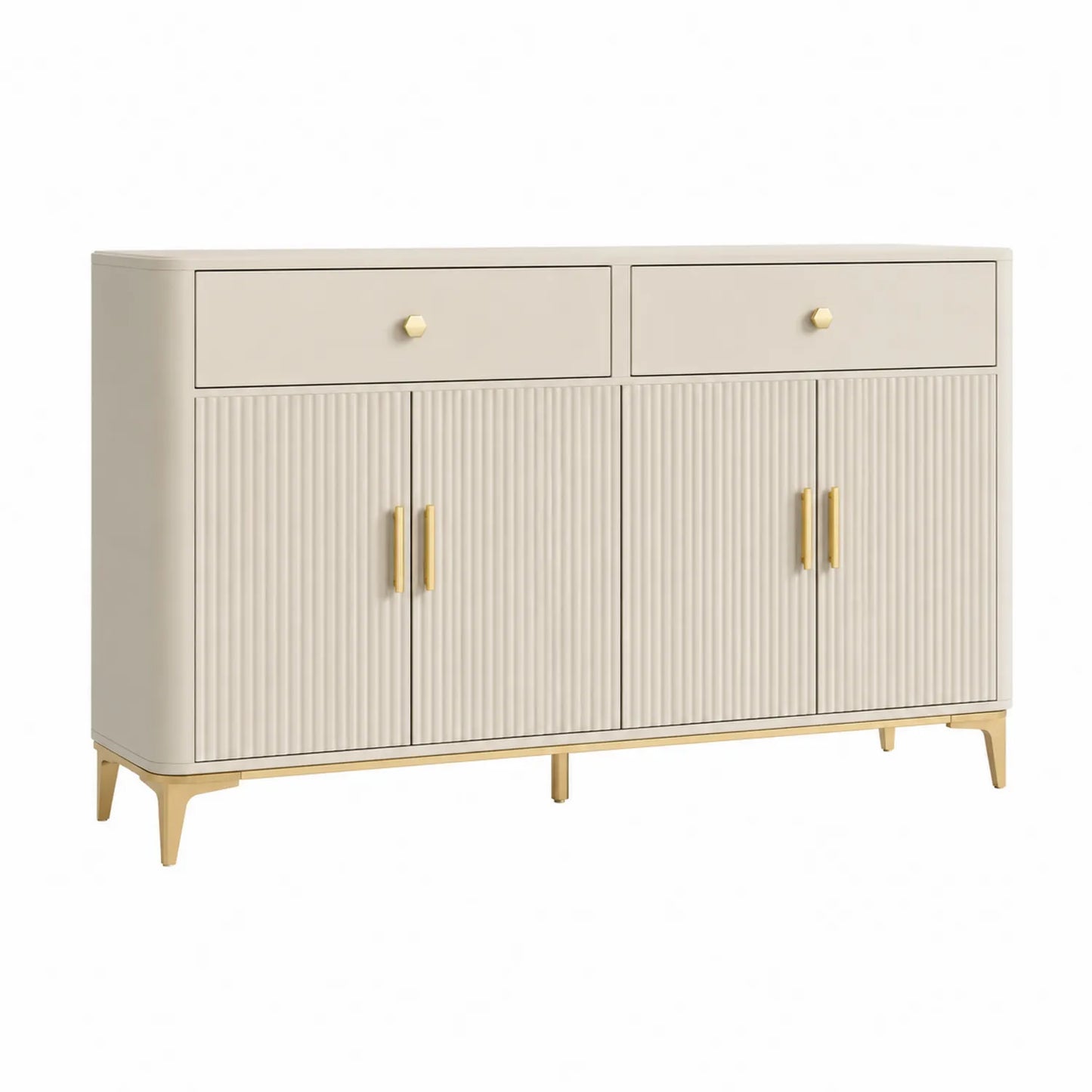 MDF-Sideboard mit Metallbeinen in Beige und Gold