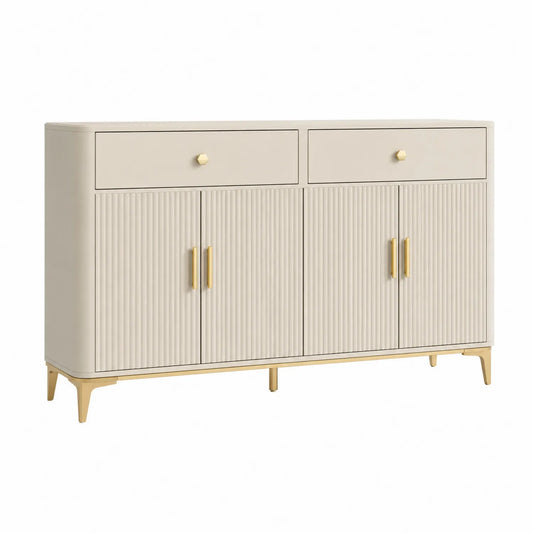 MDF-Sideboard mit Metallbeinen in Beige und Gold