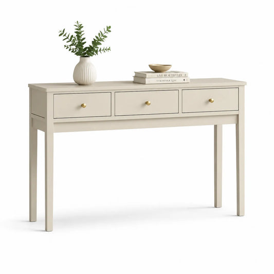 Holz Konsolentisch mit 3 Schubladen in Beige