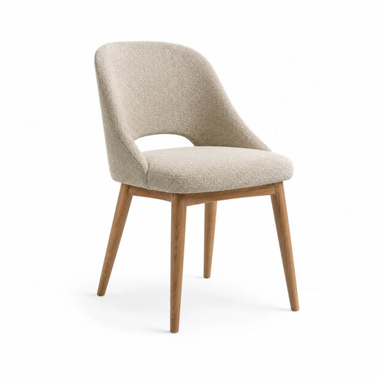 Esszimmerstuhl Holz Polyester Hellbeige