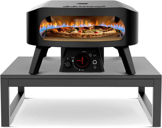 Elektrischer Pizzaofen, 13 Zoll, Ø 34,5 cm, Schwarz, rotierender Stein Ø 34,5 cm