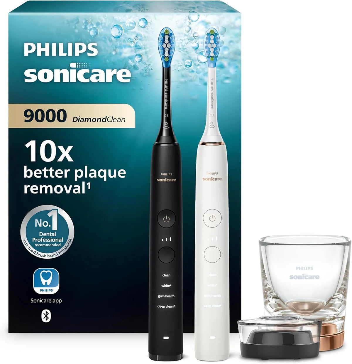 Philips HX9914/57 Zahnbürste, Elektrozahnbürste, IPS-Panel, Schwarz, Glas