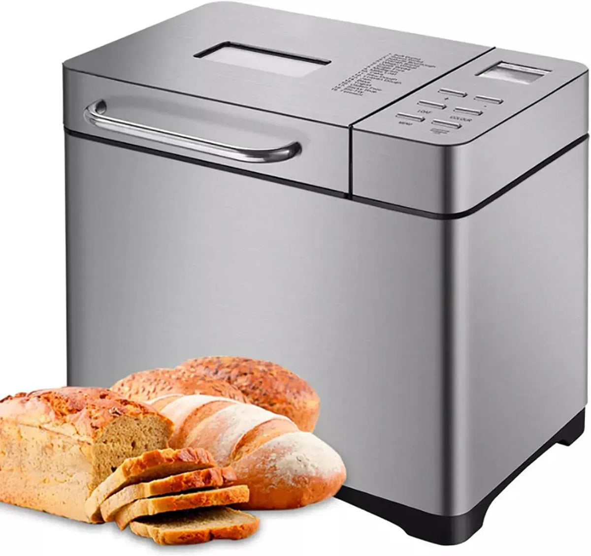 Brotbackautomat 17-in-1-Smart-Brotmaschine, Brotbackmaschine, Warmhaltefunktion, 3 Laibgrößen, 3 Krustenfarben, 1 Stunde Warmhaltefunktion