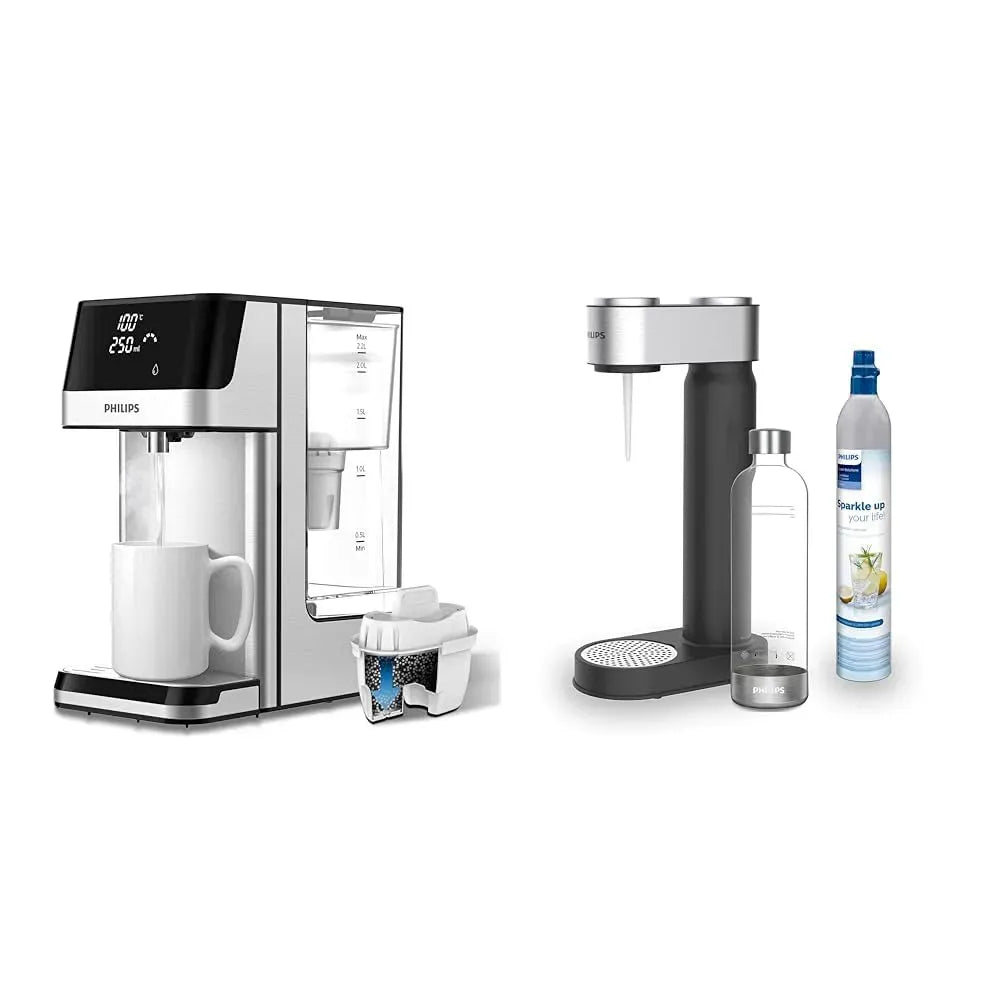 Philips ADD4902BK/10 Wasser Station, Spender, 2.2 L, Touch-Bedienung, IPS-Panel, 2 Temperaturzonen, Schwarz, für gefiltertes heißes Wasser