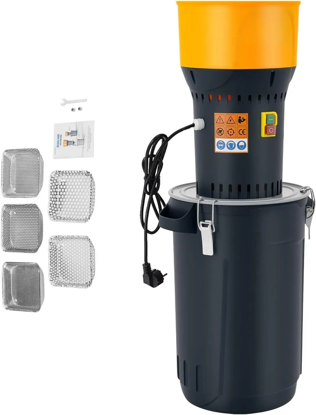 Getreidemühle, 25 L, 1000 W, Kornmühle, Getreidemühle 2-8mm, Grau