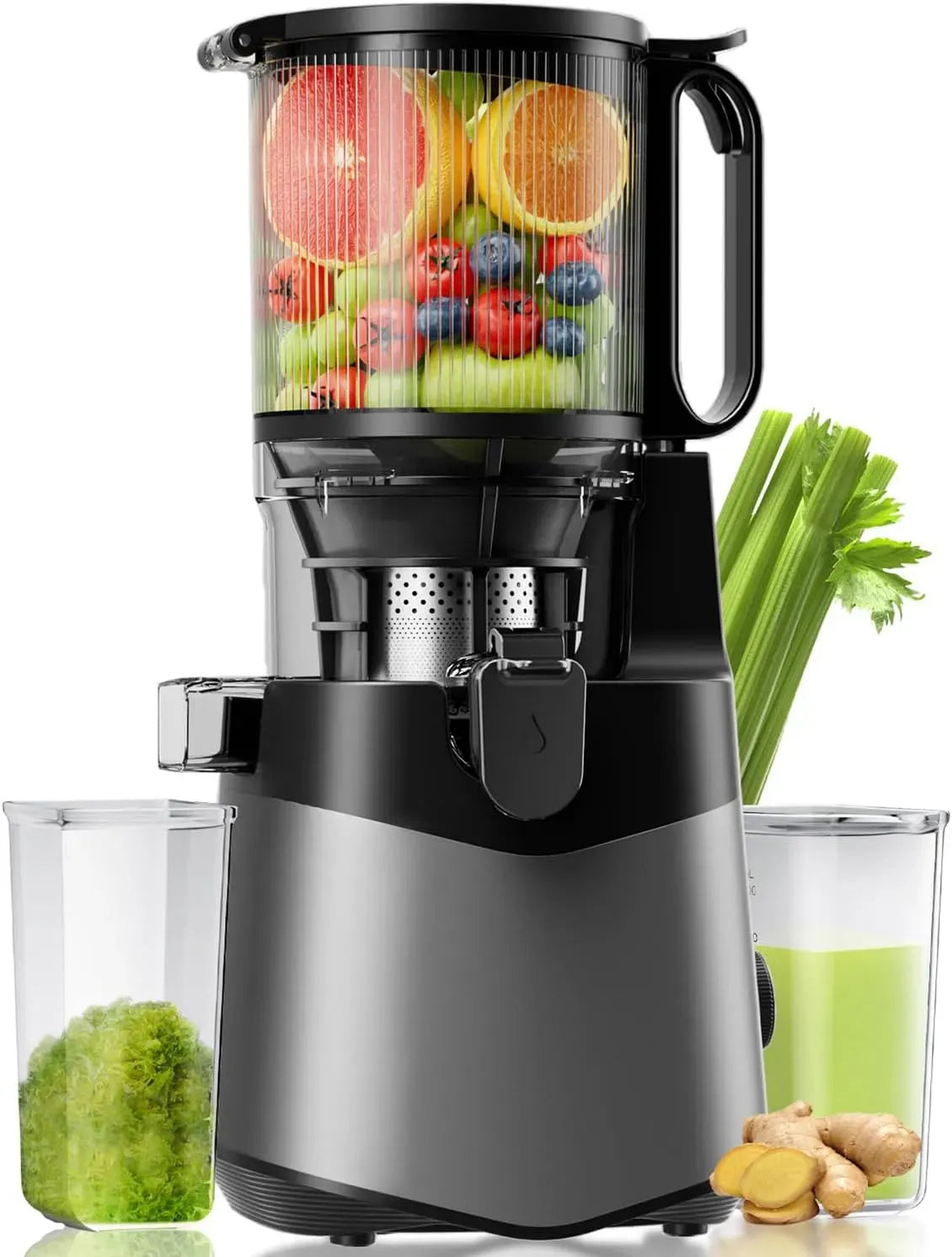 Entsafter, 14,7 cm, 400 W, USB, 400 W Slow Chew Juicer, 14,7 cm breiter Futterk
