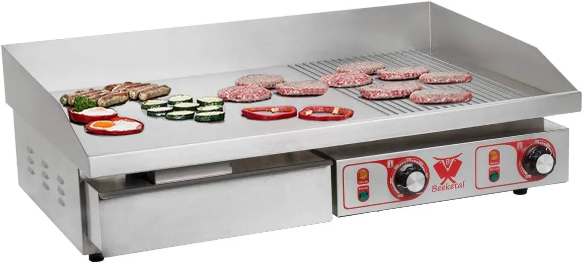 Auffangbehälter, 4400 W, 50 bis 300 °C, Grill, Gusseisen, Edelstahl, Beeketal