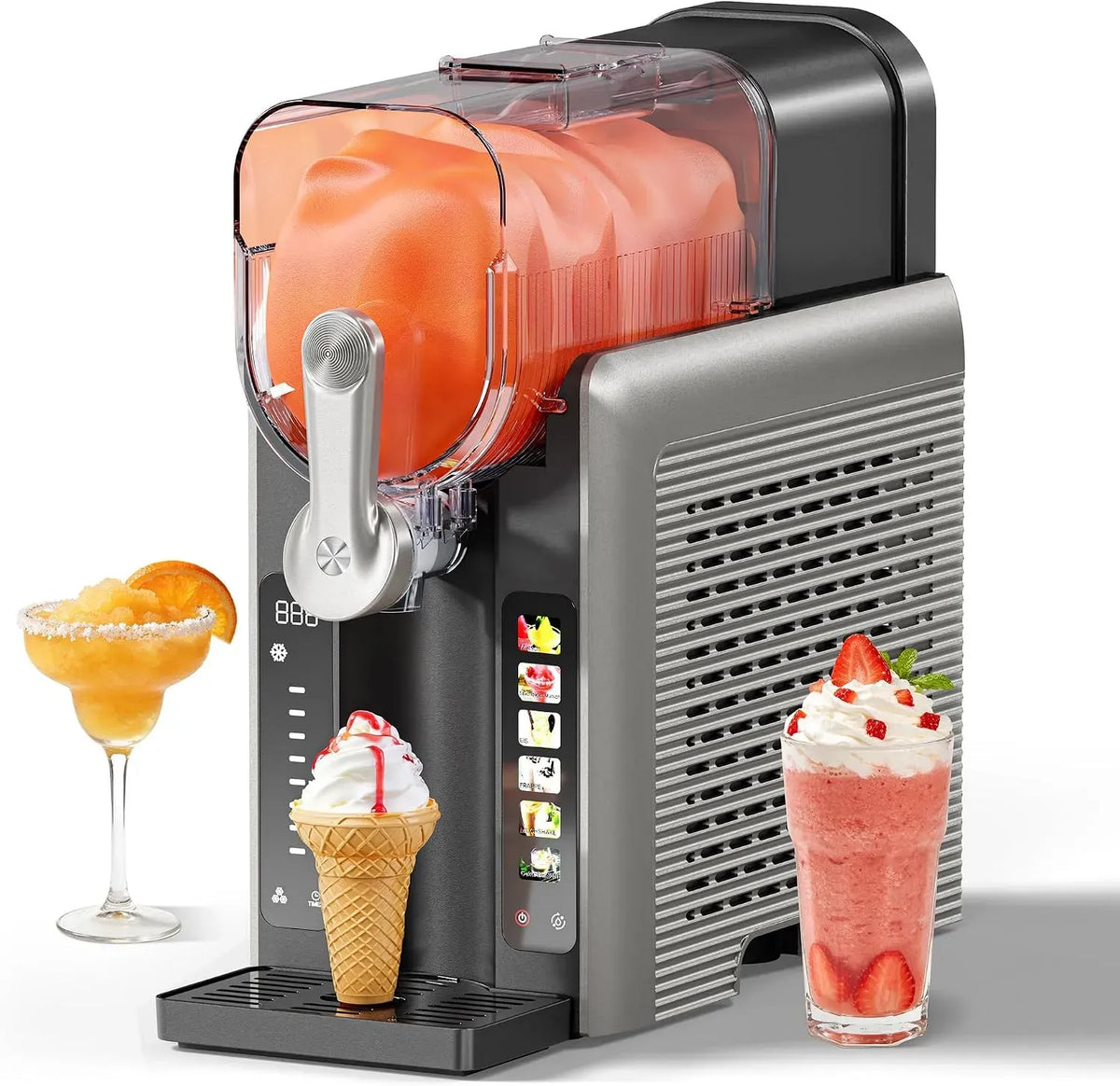 Slush Maschine, Eismaschine, Speiseeismaschine, Slush-Eisbereiter, 2,6 L, 6 Modi, für Slushi, INITIO