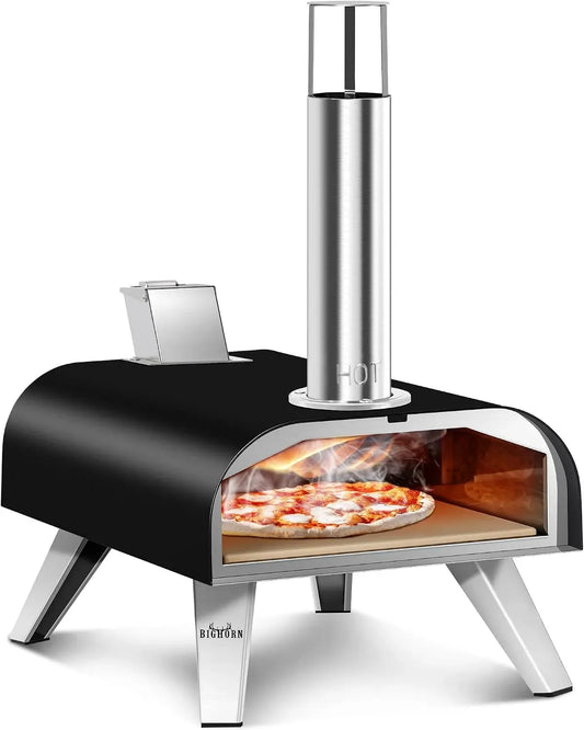 Elektrischer Pizzaofen, BIG HORN, tragbar, Outdoor, Grill, Edelstahl, Schwarz