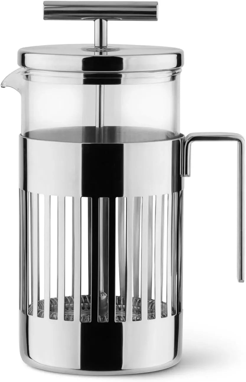 Pressfilter, Edelstahl, Glas, Alessi 9094/8 Pressfilter aus Edelstahl 18/10 glänzend poliert und hitzebeständigem Glas