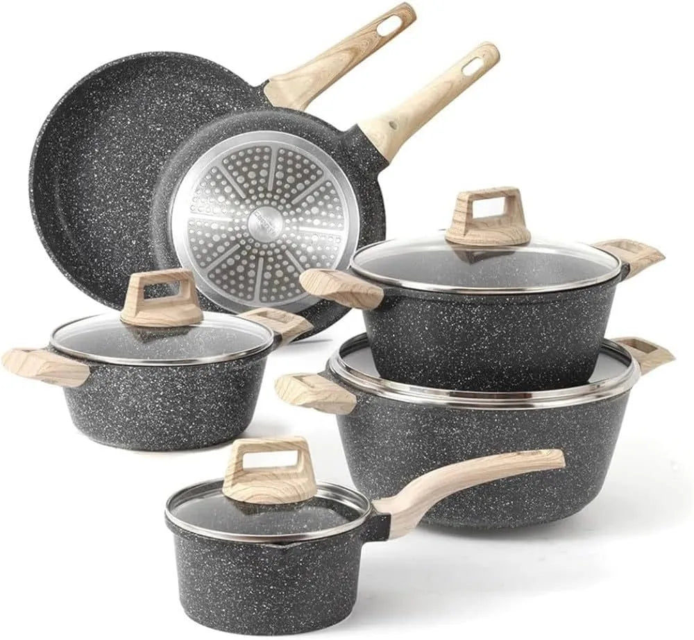 Kochgeschirr 10-Teilig, Antihaftbeschichtung, Antihaft-Granit-Kochgeschirr-Sets