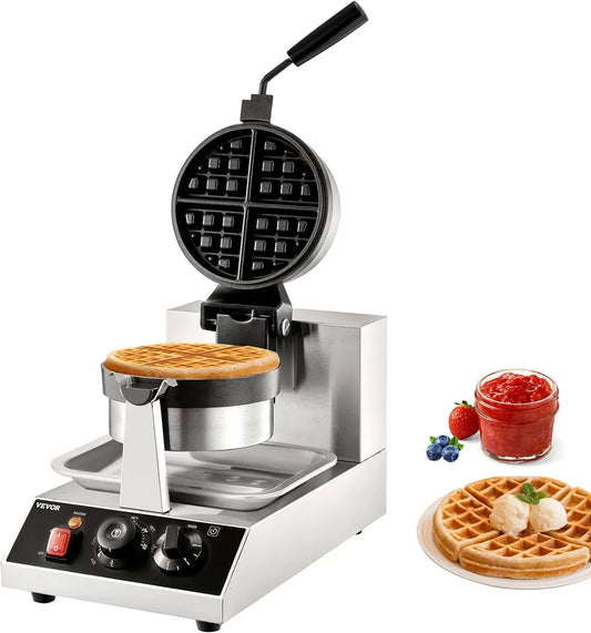 VEVOR Waffeln Automat, Kontaktgrill, Waffeleisen, Kontaktgrill und Paninigrill, Waffelautomat, 1300 W, Restaurant, Edelstahl, für Cafés