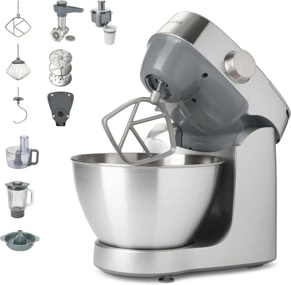 Kenwood KHC29A.R0SI 10-teiligem Küchenmaschine, 4,3 L, 1000 W, Edelstahl, Silber, 4,3 L Edelstahlschüssel