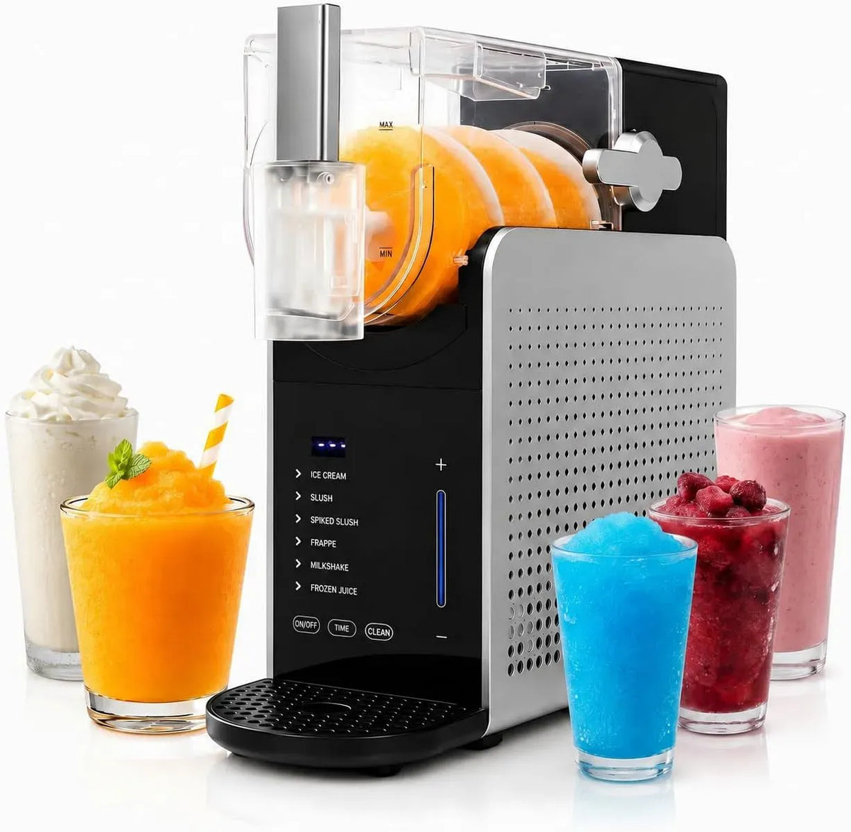 Granita Maschine, Puppy Maschine, Slush-Maschine, Slush-Eisbereiter, 1,6 L, 200 W, 6 Programme, Timer, Schwarz, für Eiskaltgetränke