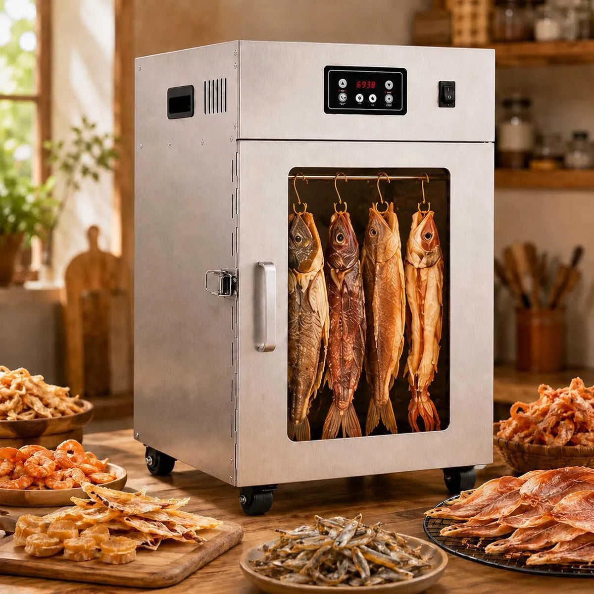 24-H-Timer Edelstahl-Reifeschrank, Profi-Dörrschrank, 800 W, 30 bis 90 °C, 7,5 Kg