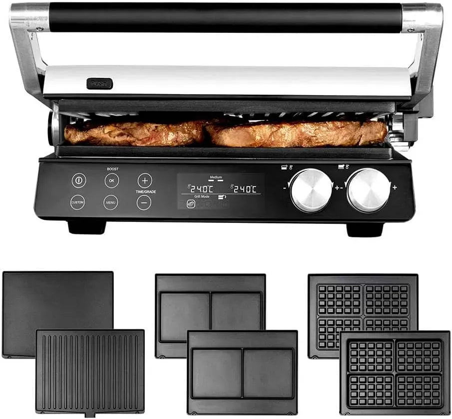 Plancha-Grill, Sandwichmaker, Elektrogrill, Kontaktgrill, Waffeleisen, Multigrill, BBQ-Grill, Kontaktgrill und Paninigrill, Waffelautomat, 58x35 cm