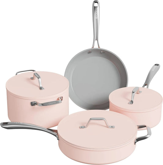 CIARRA 4-teiliges Kochgeschirr, 26cm, 4.2 L, Antihaftbeschichtung, Milchtopf 20cm 2, Suppentopf 24cm 5, Schmorpfanne 28cm 4, 2.8 L, 5.9 L