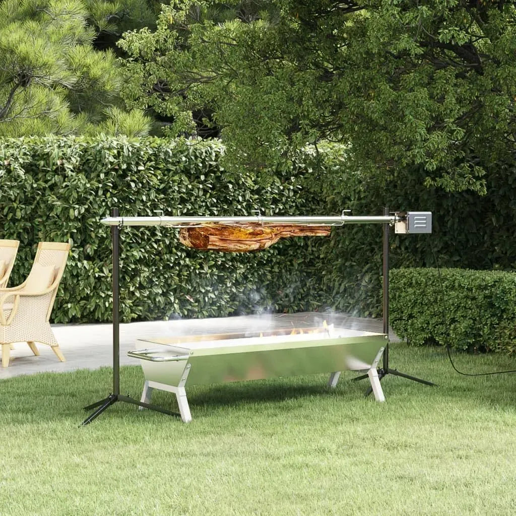 Rotisserie-Grill, Outdoor-Barbecue, Elektromotor, 150 x 46,5 x 82,5 cm, 40 kg, Edelstahl, für Garten, Automatischer