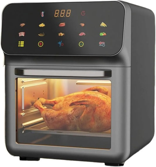 Heißluftfritteuse, 0 bis 200 °C, Pizza, elektrische Fritteuse ohne Öl, Air Fryer Toaster Ofen Kombi 0°C-200°C Kochen
