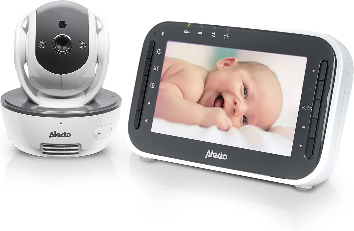 Monitor, 11 cm, Alecto DVM200M, Weiß, Funk Babyphone steuerbarer Kamera, 100% störungsfreie Babyfon