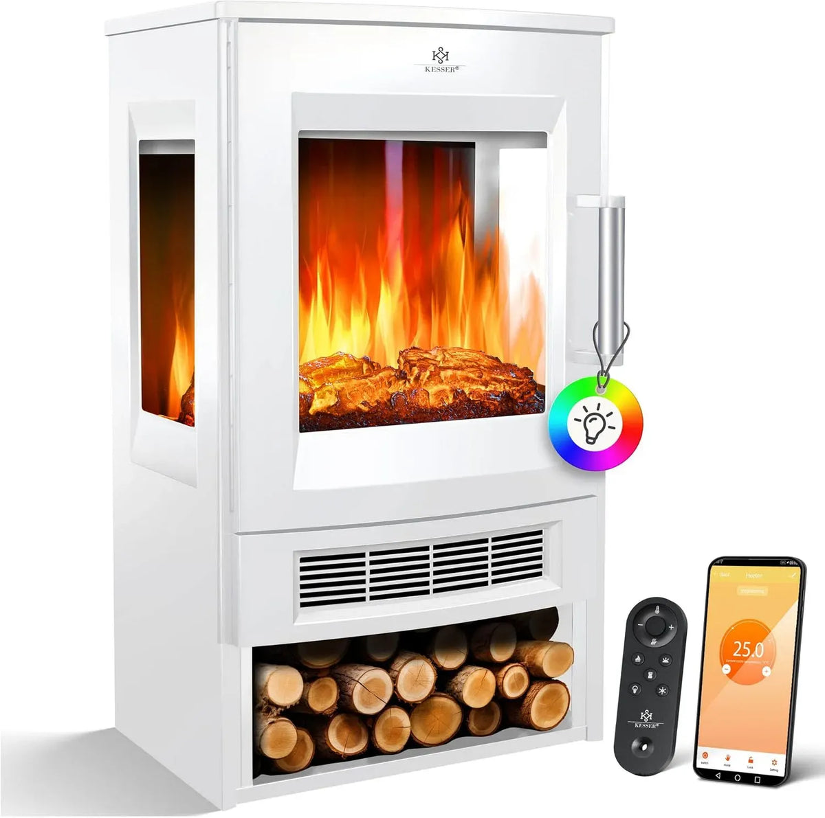 Elektroheizung 900/1800W, 1800 W, Timer, WLAN, Thermostat