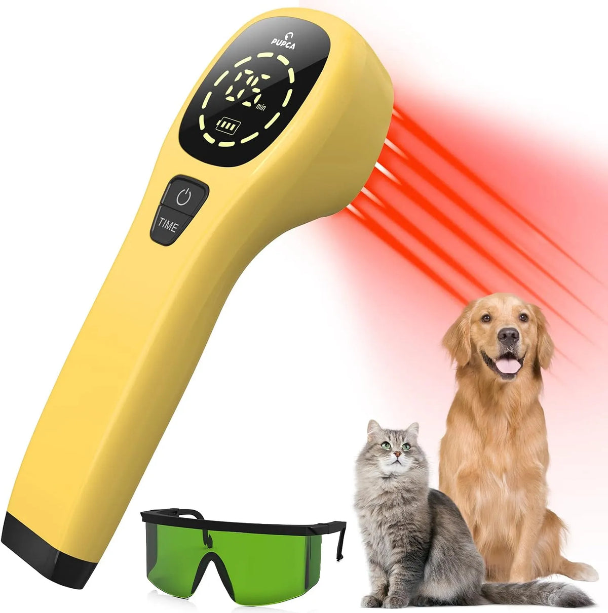 Infrarottherapie für Haustiere, Handgriff Tragbar Rotlicht Therapie für Gelenk & Knochenschutz für Hunde, PUPCA Kalte Laser Therapie für