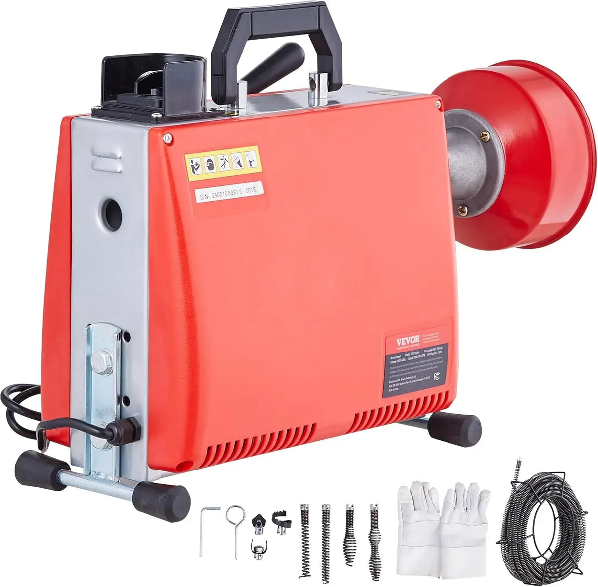 VEVOR Rohrreinigungsmaschine, Rohrreinigungsgerät, 10 cm, 250 W, 8 mm, 5 mm, für Rohre von 4-10 cm, VEVOR 250W