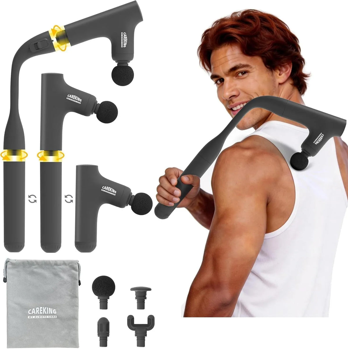 3-in-1-Massagepistole Percussion-Muskelmassagegerät, für Nacken, Umwandelbare
