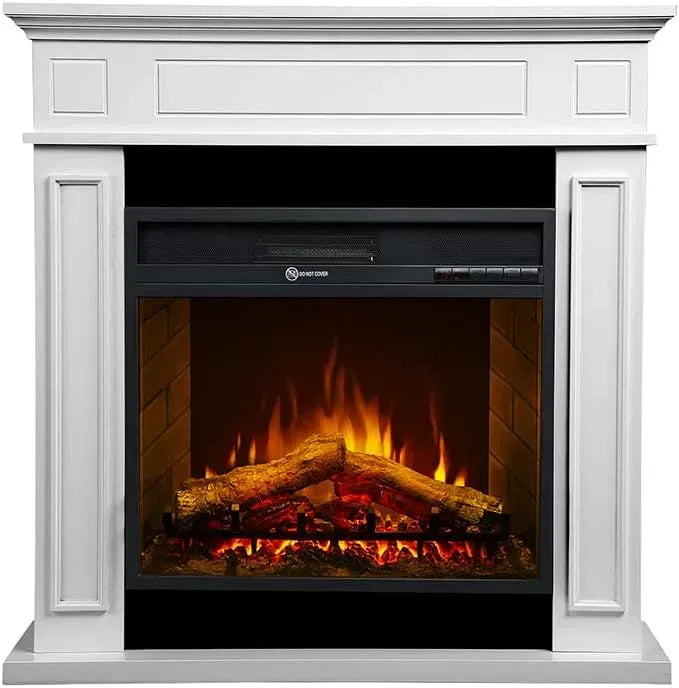 L 89 Elektrokamin, Bodenkamin, elektrischer Kamin, Weiß, Holz, JEFFERSON