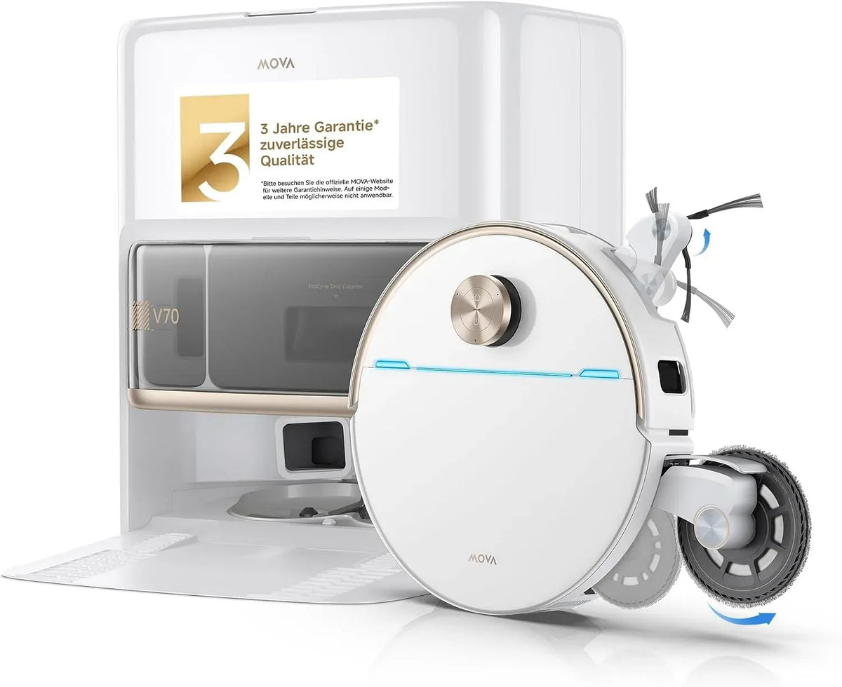 Saugroboter, MOVA V70, Weiß, 000 Pa, Staubsaugerroboter, Ultra Complete X Saugroboter mit Wischfunktion 40