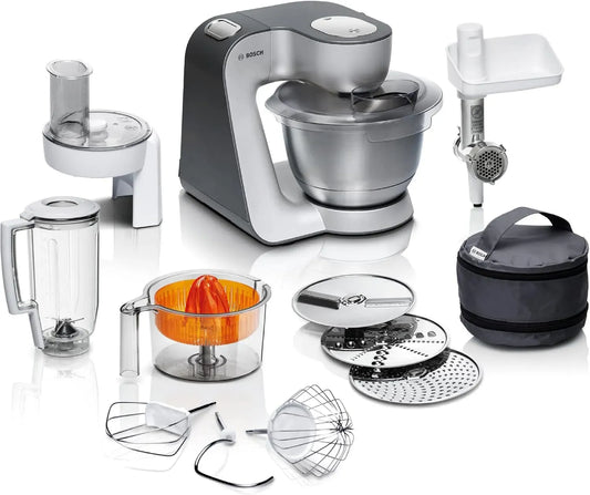 Bosch Serie 4 MUM56340 Geschirrspüler, 3,9 L, 900 W, Spülmaschine, Silber, Mixer 1,25 L, MUM563 0, 3 Scheiben