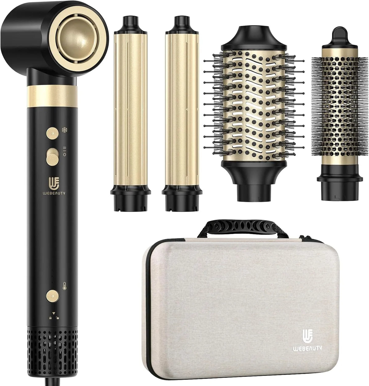 Wäschetrockner, webeauty 6in1 25M/S, Schwarz, 500 Millionen Negative Ionen Hairstyler, 110,000U/Min