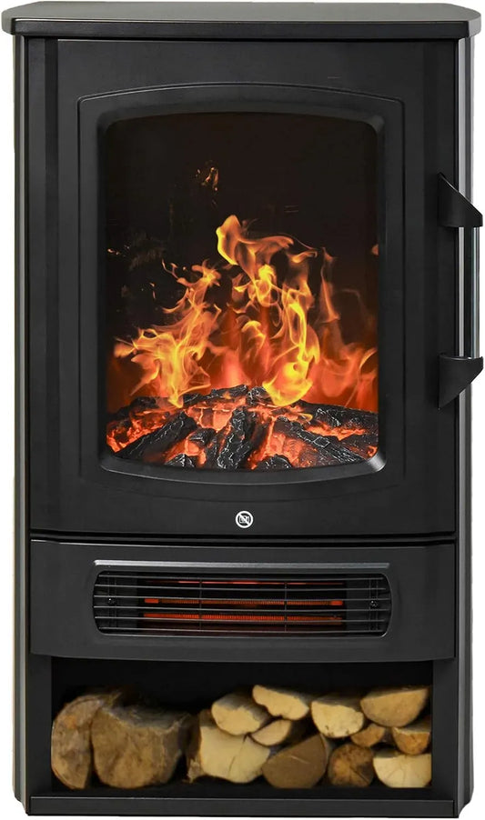 W/2000 Elektrokamin, Heizung, elektrischer Kamin, 1000 W, 2000 W, Wärmefunktion, Schwarz, HOMCOM