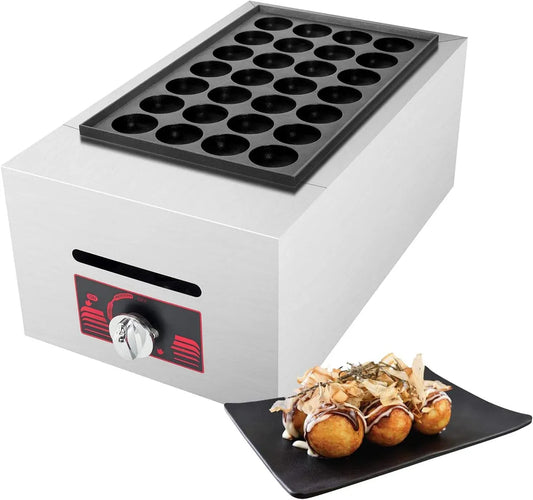 Doppelplatten-Gas-Takoyaki-Maker-Grillmaschine, Ctopus-Cluster-Oktopus-Fischbällchenmaschine, Fleischbällchen-Grillmaschine, gewerblich, 56 Stück