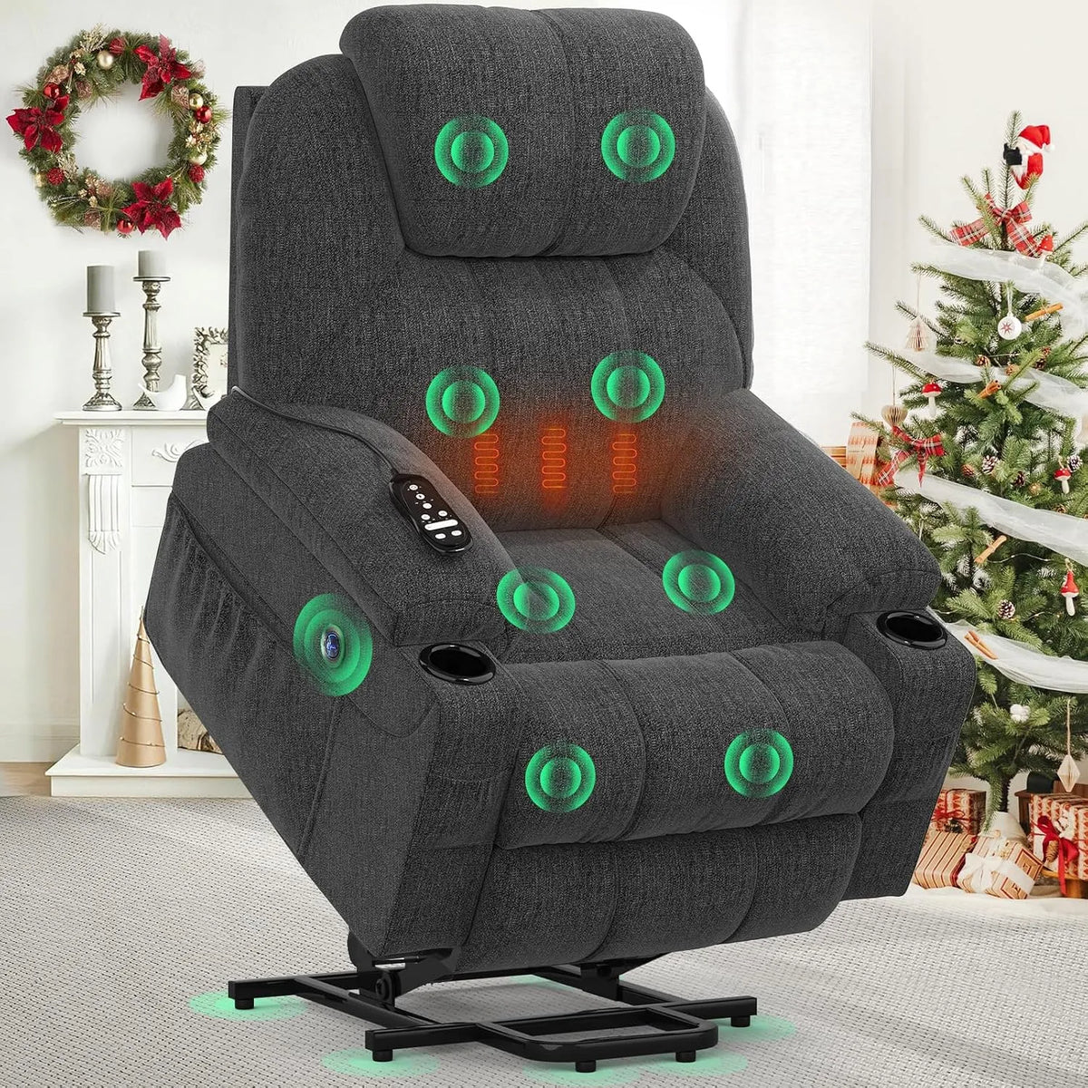 Relax- und Massagesessel, YONISEE, USB, 2 Seitentaschen und Getränkehalter, USB-Anschlüsse